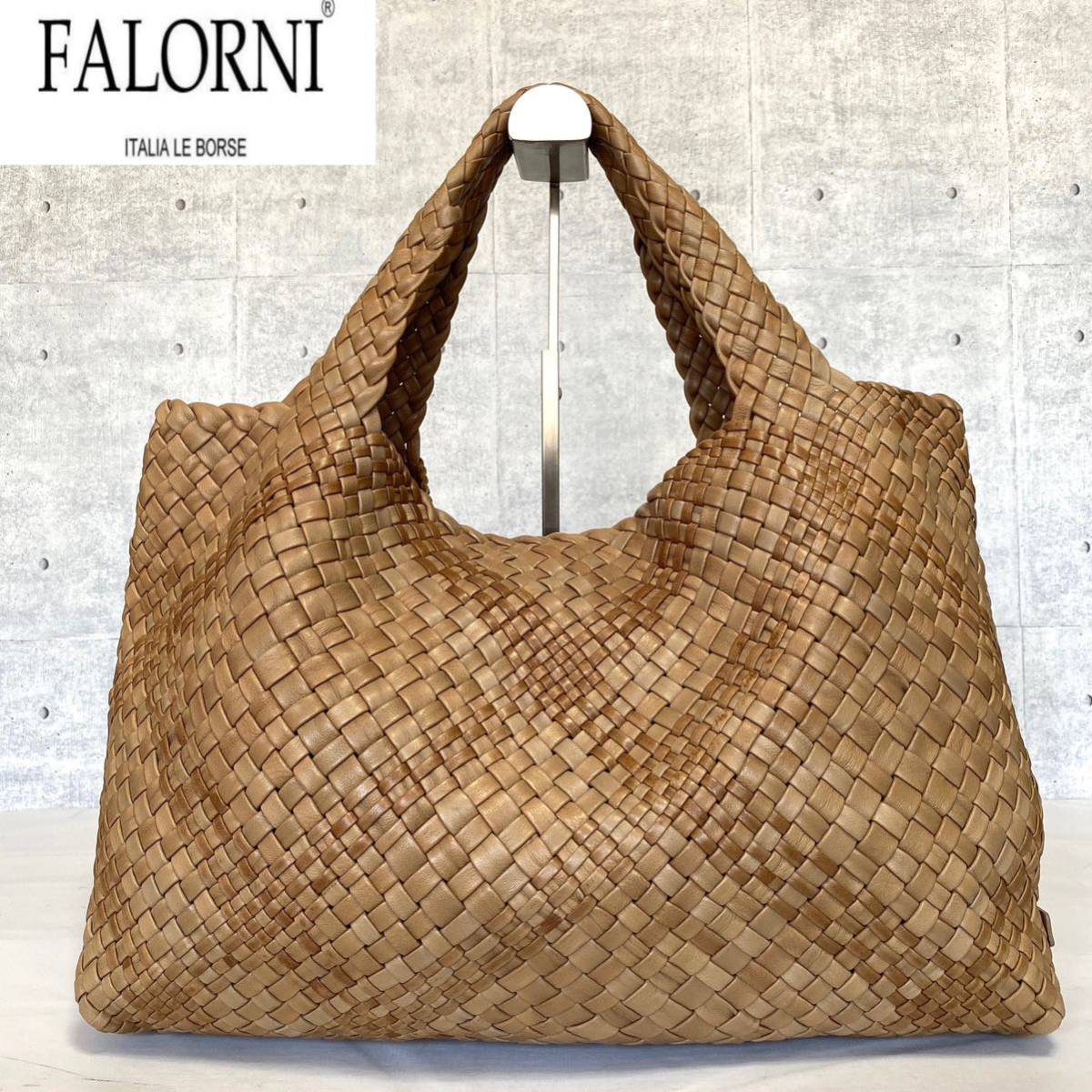  beautiful goods FALORNIfaroruni mesh leather light brown mesh ram leather A4 handbag tote bag shoulder bag 