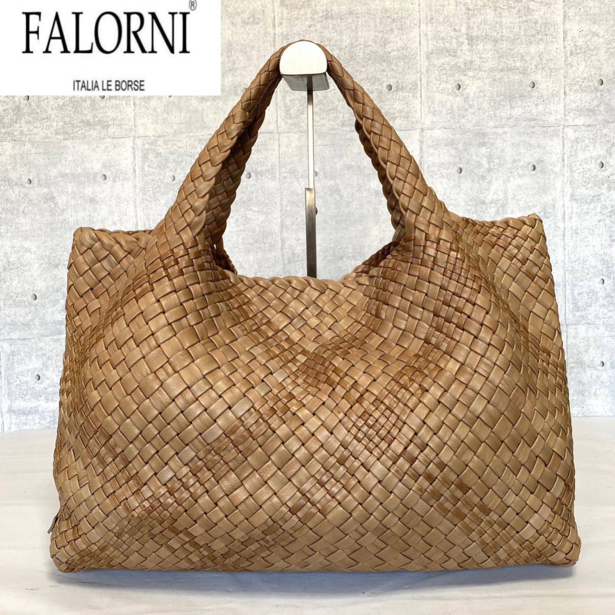  beautiful goods FALORNIfaroruni mesh leather light brown mesh ram leather A4 handbag tote bag shoulder bag 