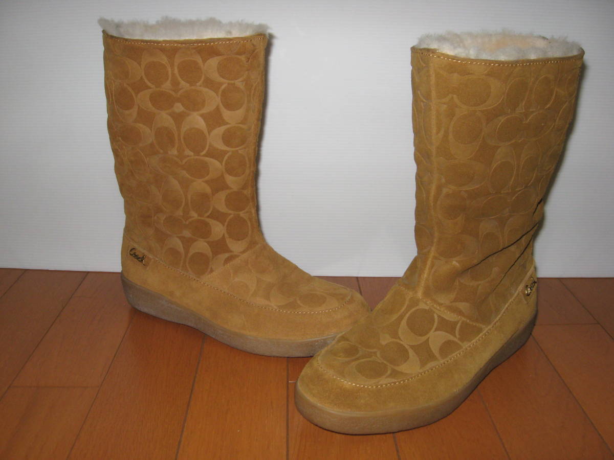  beautiful goods prompt decision Coach COACH boots boa 24cm with logo signature Camel 2way