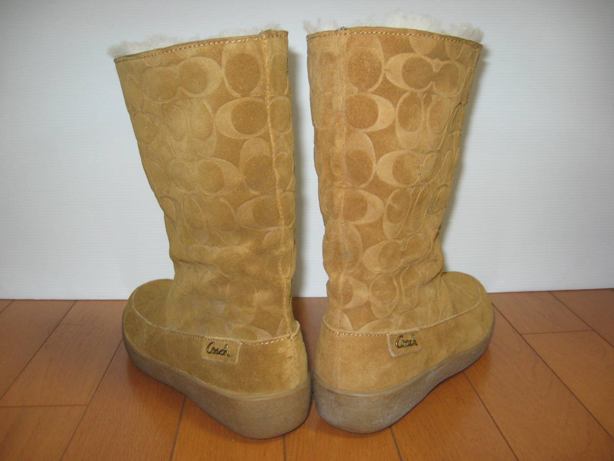  beautiful goods prompt decision Coach COACH boots boa 24cm with logo signature Camel 2way