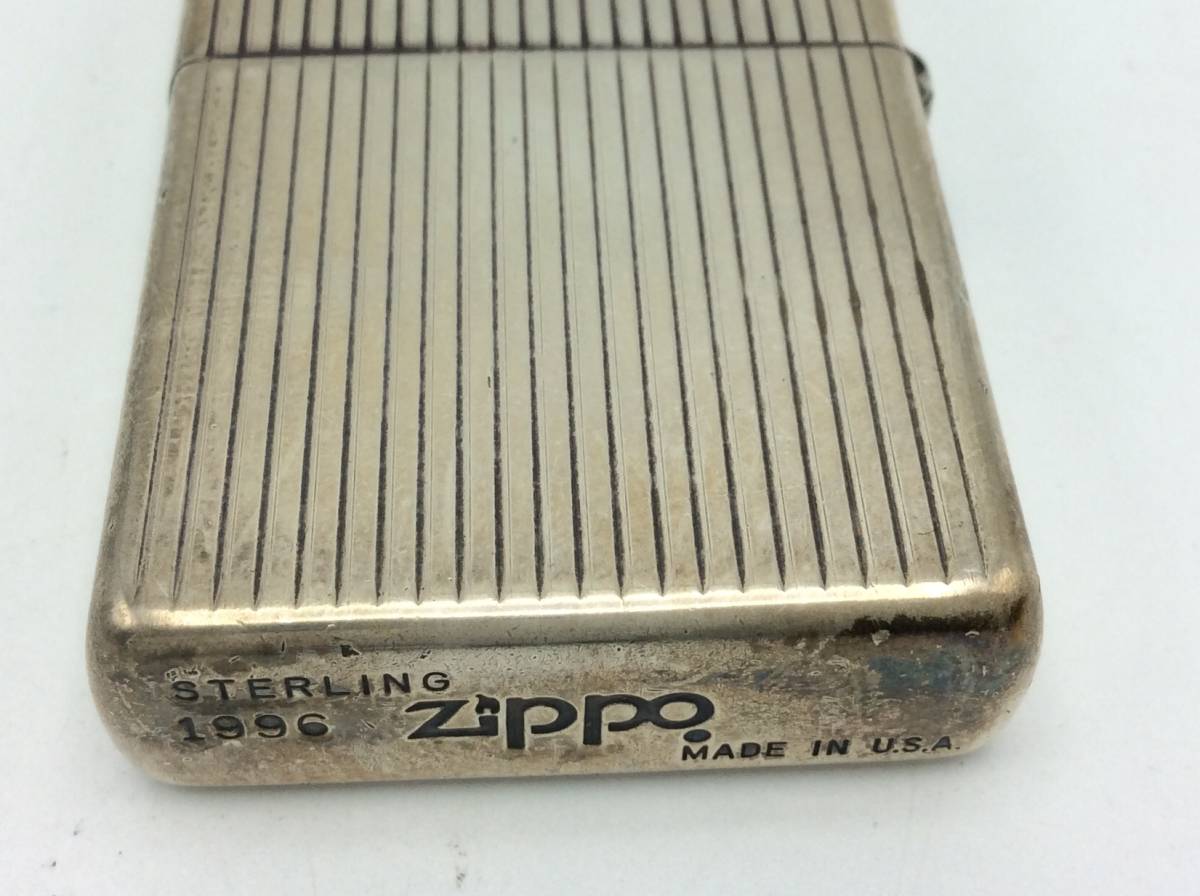 EE85◎＜火花確認済み＞ケース付き Zippo 1996 スターリング ライター オイルライター 現状品 中古 ※着火未確認 ◎_画像6