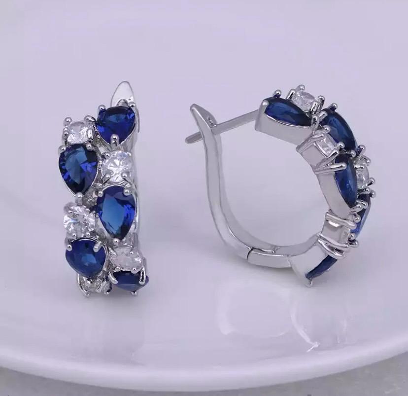 5666* new goods unused * lady's rose Gold earrings sapphire manner CZ diamond Stone stone jewelry accessory stylish 