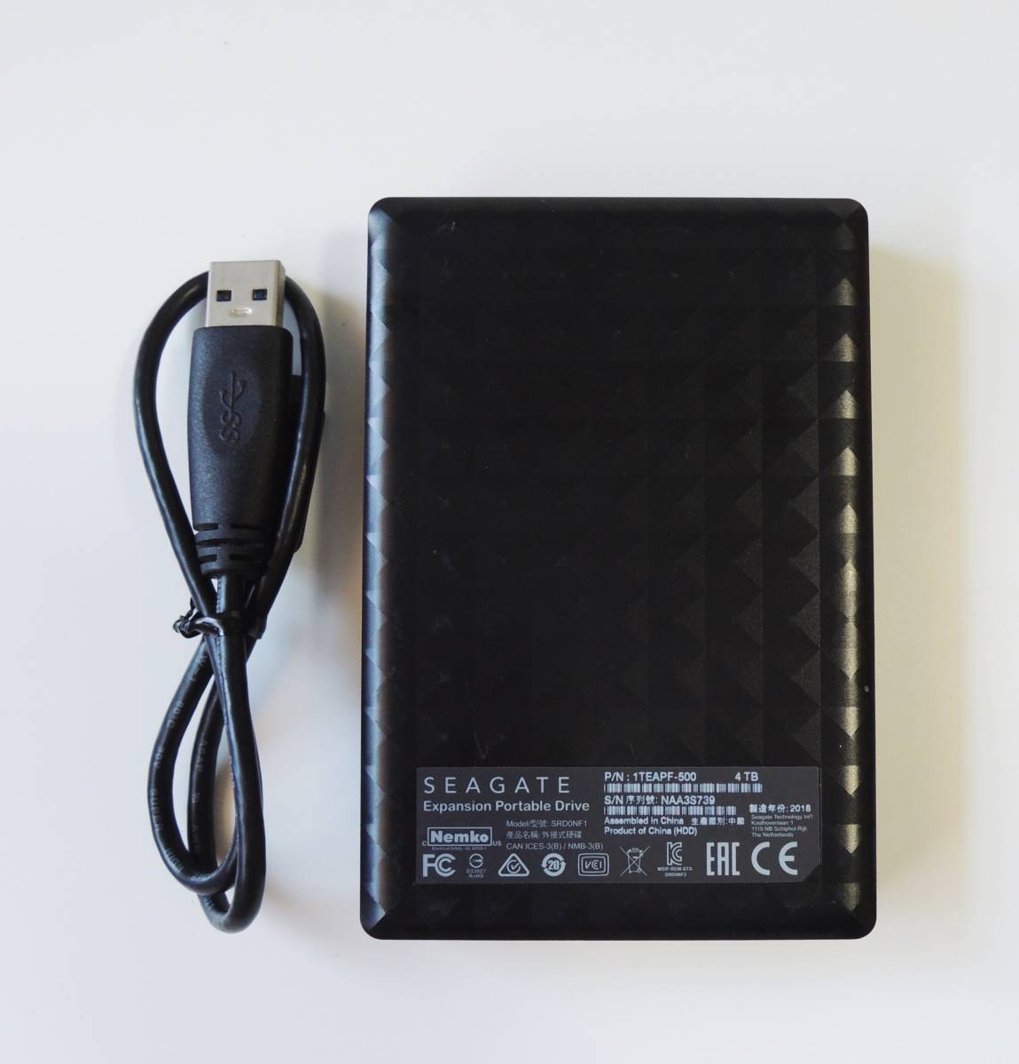 正規店仕入れの 4TB Seagate ポータブルHDD 3S739 シーゲートSRD0NF1