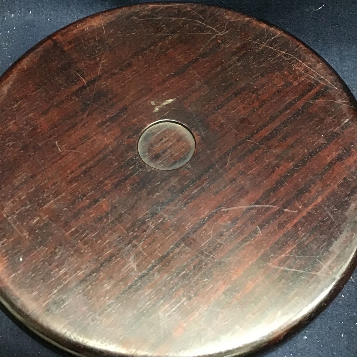 煎茶道具 唐木 丸盆 お盆 無垢材 黒檀 直径29cm 刳抜盆 煎茶盆 木製