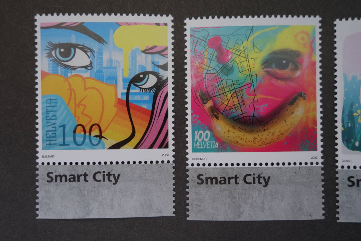 外国切手：スイス切手 「ストリートアート」4種完 未使用の画像2