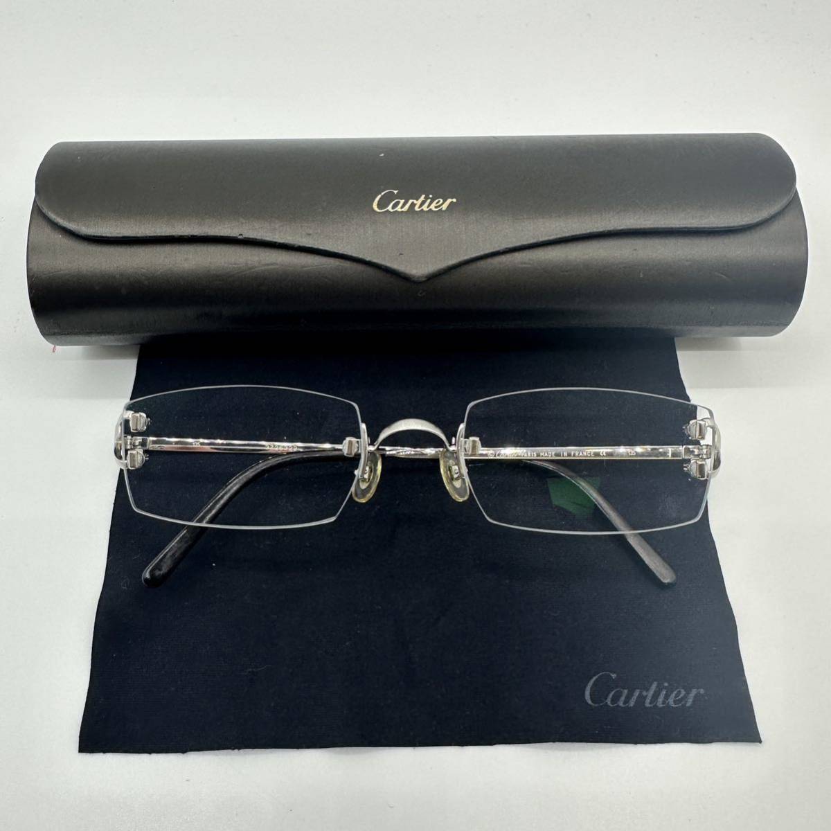 希少◇Cartier カルティエ メガネ サングラス シルバー 縁なし C