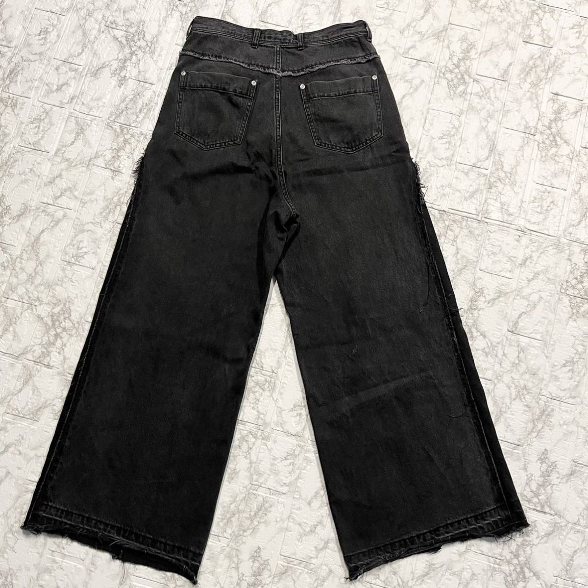 HARE カットオフ デザインデニムパンツ バギー BLACK ワイドパンツ
