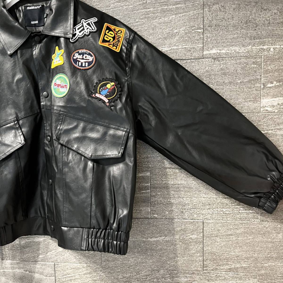 MAOQIAOYI フェイクレザージャケット 定価¥23 000 シンセティック