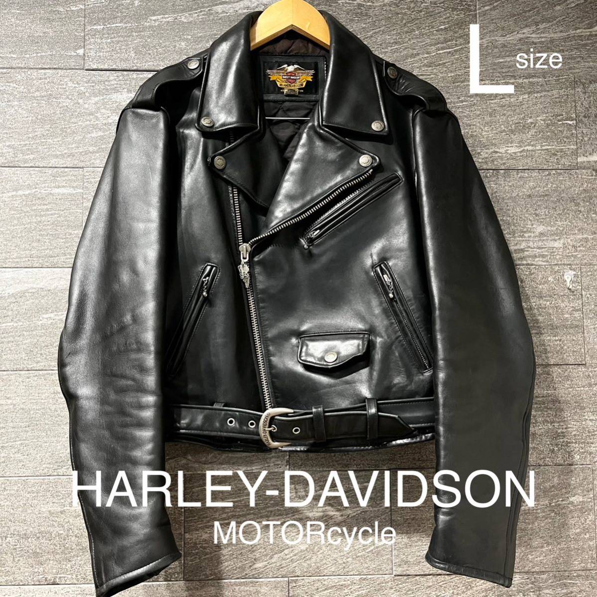 極上 Harley Davidson ダブルライダースジャケット 革ジャン 牛革