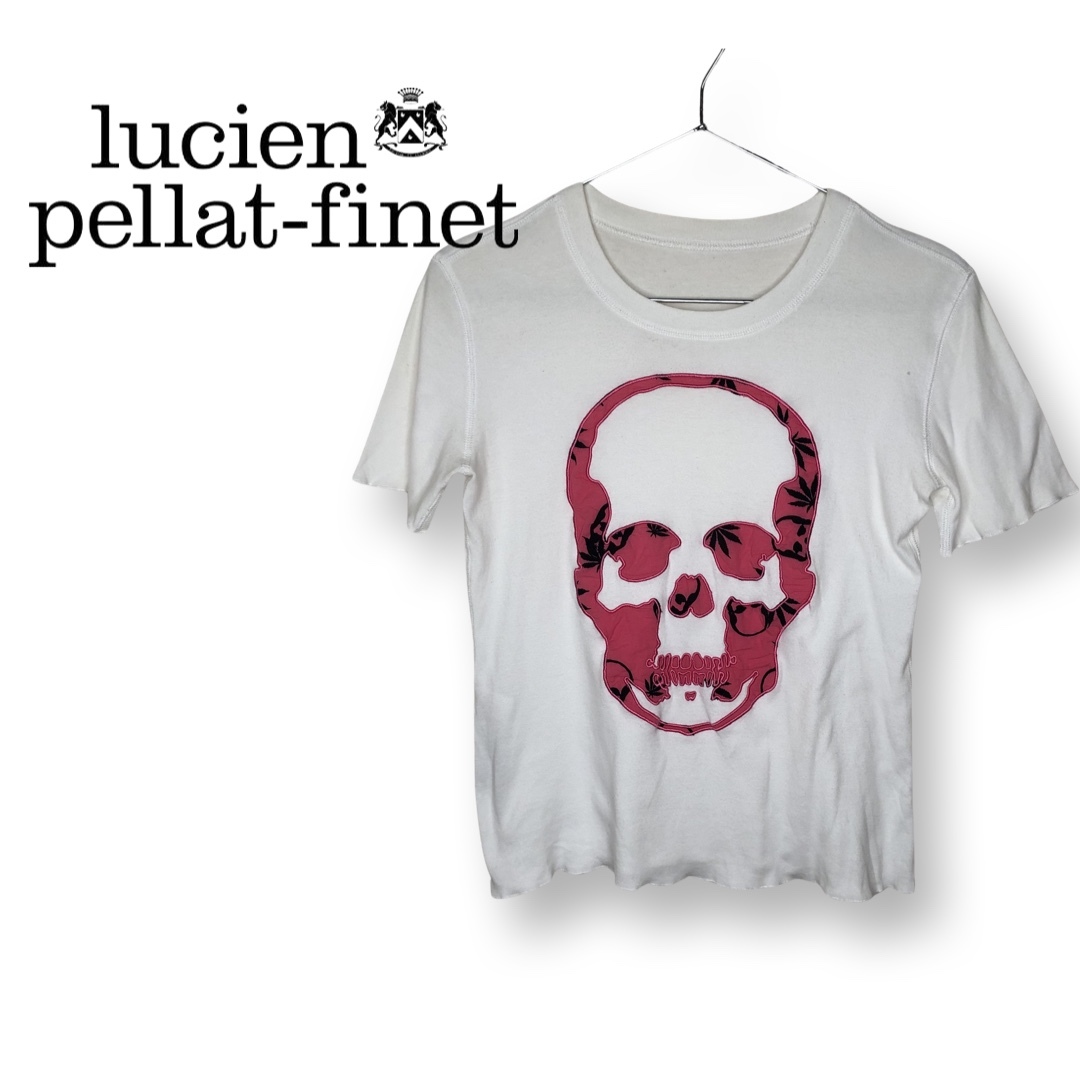 ☆ lucien pellat-finet ルシアンペラフィネ☆スカル プリント Tシャツ 白 ホワイト size S ピンク 管:D:10