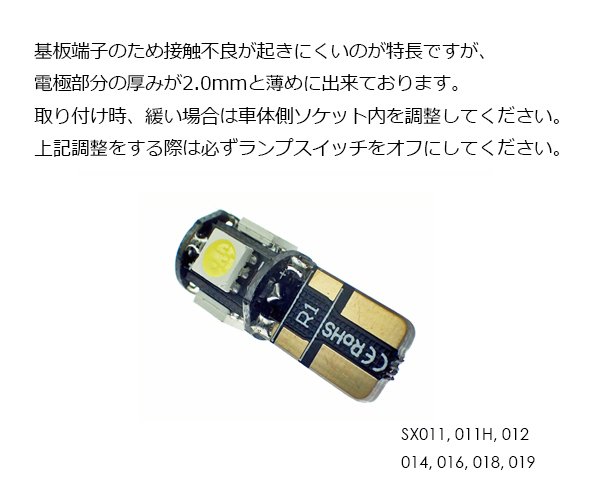 10個 T10 LED ポジション ナンバー灯 3チップ5連 白 5050チップ ルームランプ 電球 ホワイト 12V用 SX011 代引き可_画像3