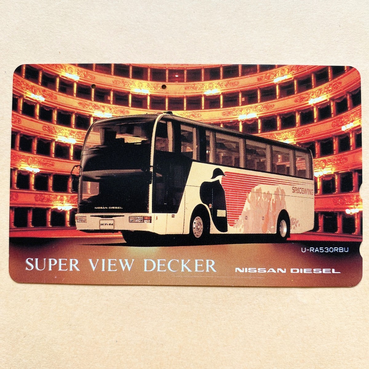 [ used ] bus telephone card SUPER VIEW DECKER NISSAN DIESEL