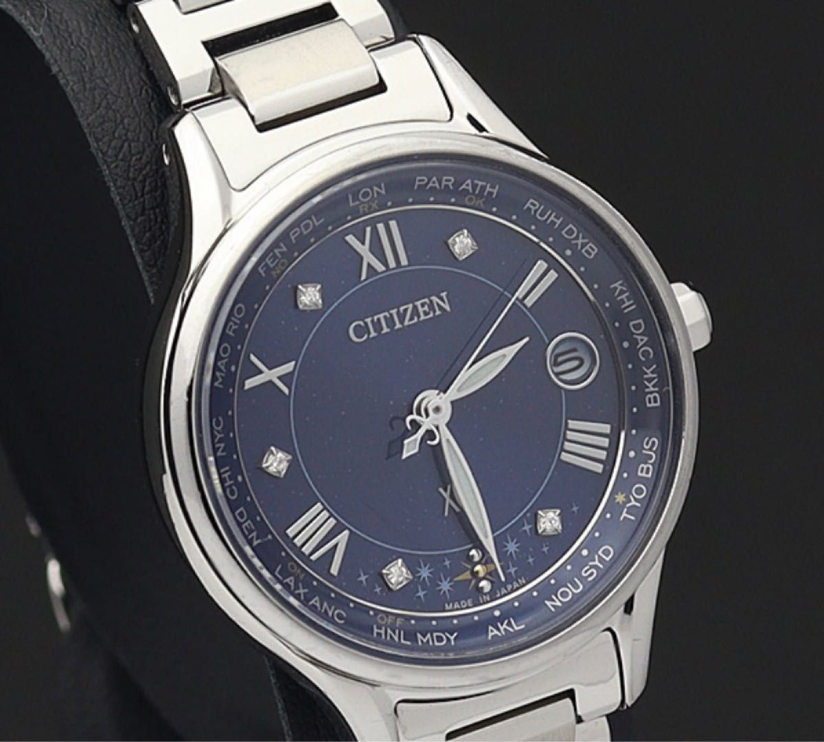 美品CITIZEN XC クロスシー ティタニアライン星空 限定モデル5Pダイヤ 電波ソーラーEC1160-54L H246