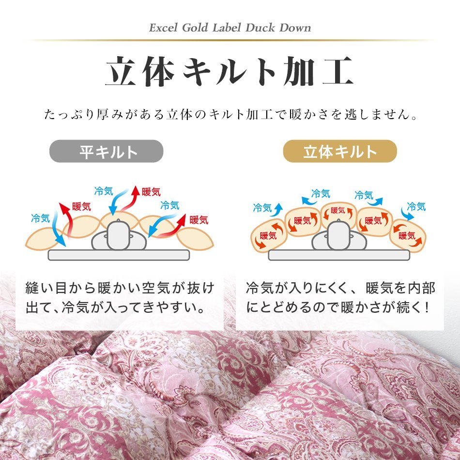 新品 未使用 セミダブル 羽毛布団 ダウン90% 350dp 日本製 立体キルト