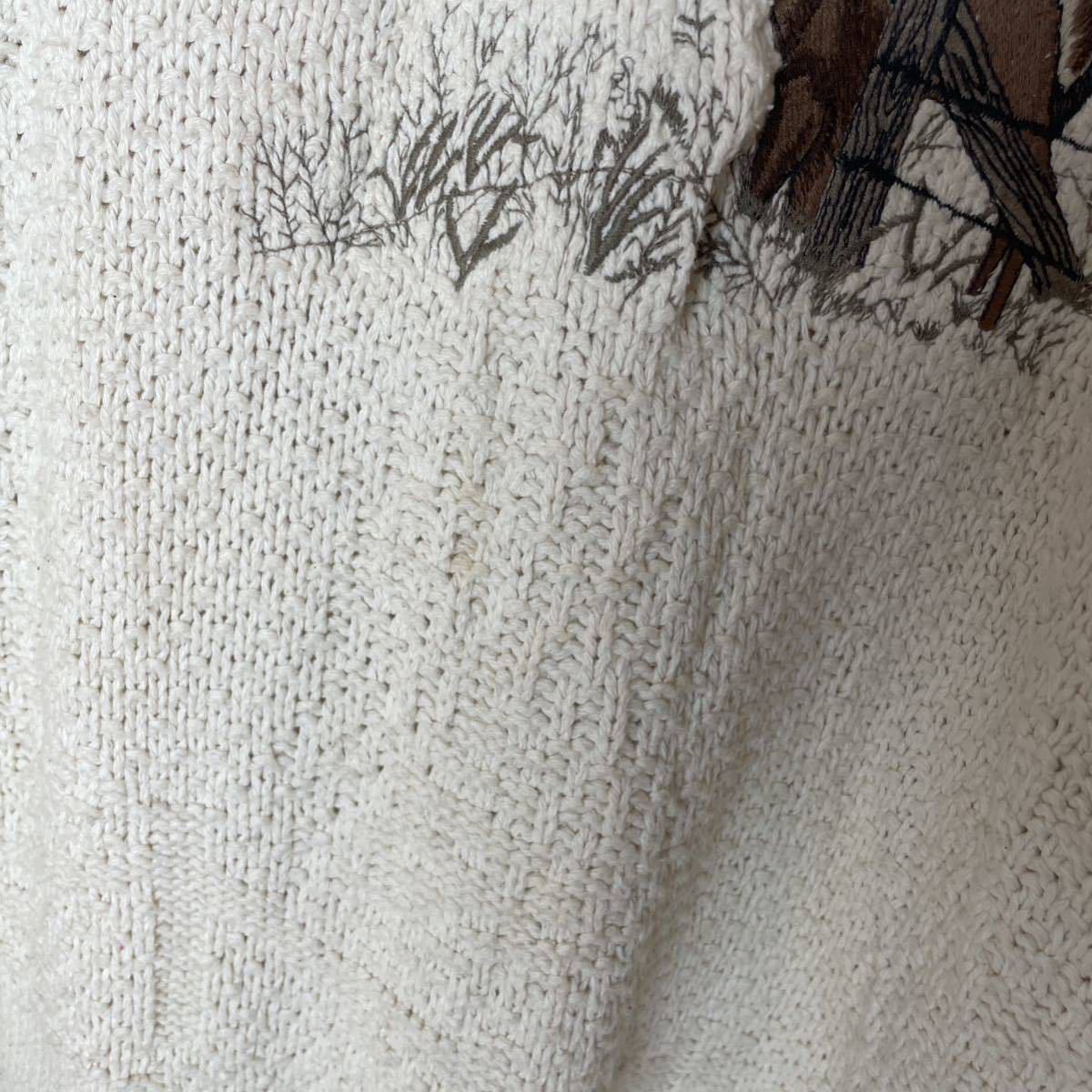 SHENANDOAH вязаный свитер б/у одежда XL размер бежевый Vintage вышивка Logo America производства 