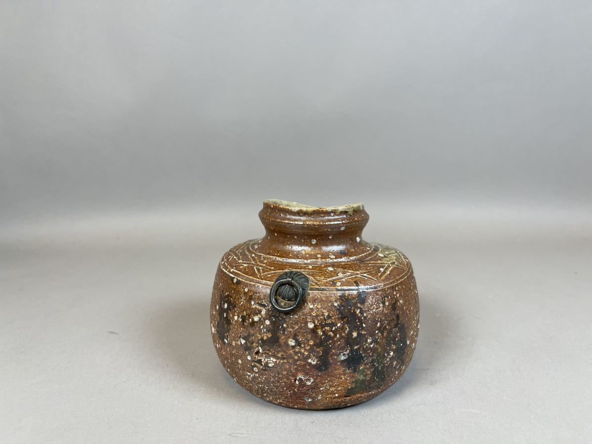 小壺 古美術 陶磁器 備前焼 磁器 花瓶 花器 花入 高10cm 直径11cm_画像2