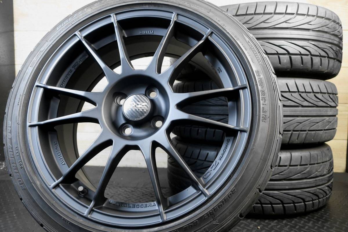 塗装品 マッドブラック OZ ウルトラレッジェーラ 17×7J +44 PCD100/4H 205/45R17 訳有品 ヴィッツ フィット マーチ キューブ スイフトなど_画像1