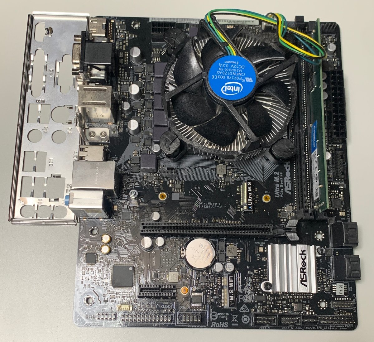 【中古】ASRock H410M-HDV/M.2 Celeron G5900 8GBメモリ 1枚 CPUクーラー・パネル付属 / LGA1200 Intel第10世代 MicroATX