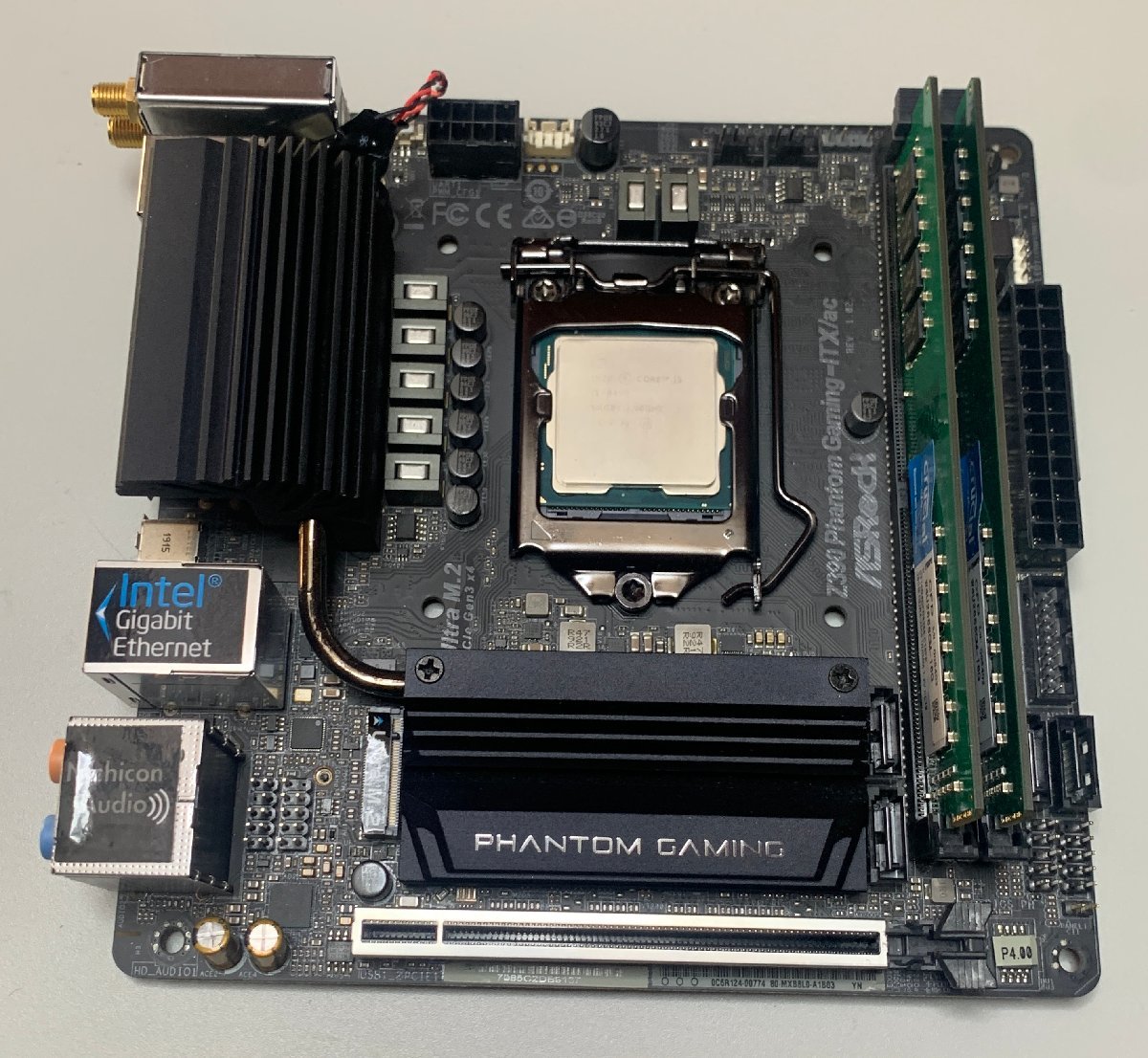 【中古】ASRock Z390 Phantom Gaming-ITX/ac 付属品無し + i5-9400 16GBメモリ2枚 / LGA1151 Mini-ITX 9560NGWの画像1