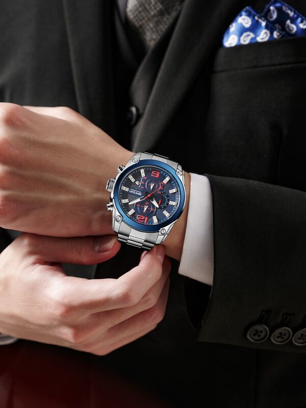 腕時計 メンズ クォーツ 高級ステンレススチールバンド カレンダー ビジネス カジュアル 男性用腕時計_画像2