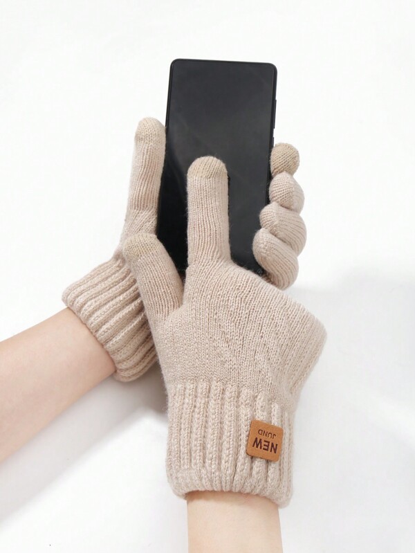 レディース アクセサリー 手袋 1 ペアの女性用冬用暖かいニット手袋、二重層タッチスクリーン指先付き、パーティー、運転、ランニング_画像4