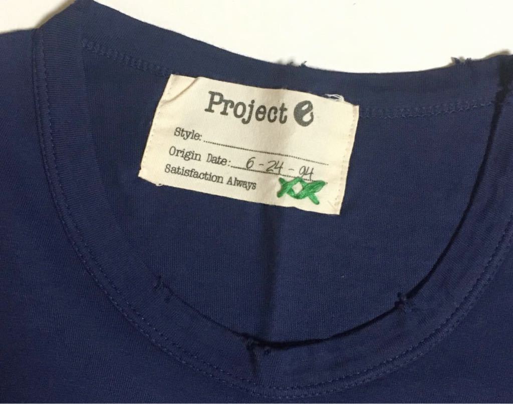 Project e ポケット Tシャツ NAVY XXL 新品 プロジェクトe pocket tee 半袖 ダメージ加工 クラッシュ カットソー ネイビー 紺 無地_画像4