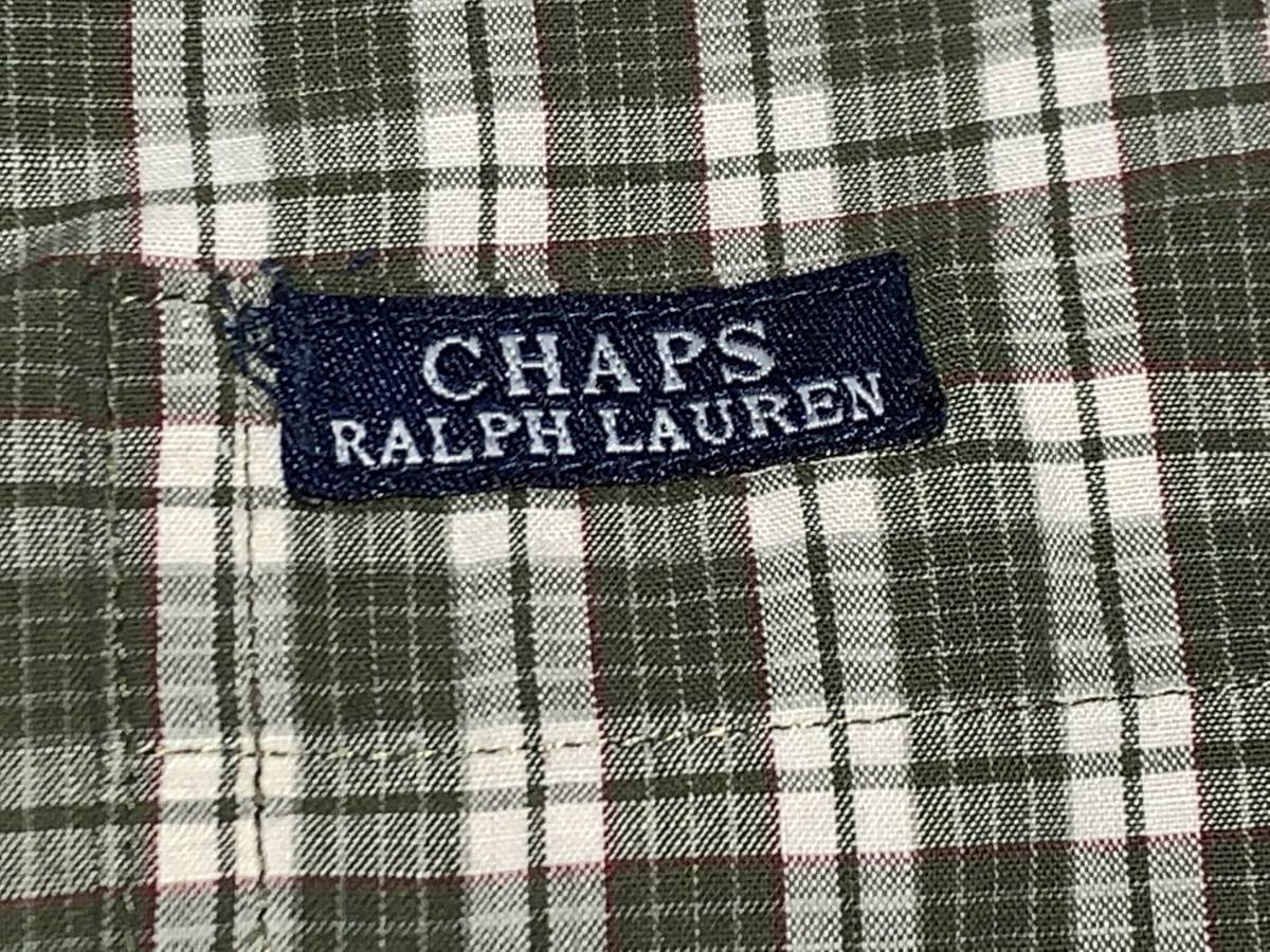 CHAPS RALPH LAUREN 長袖 チェック BD シャツ XL 緑茶白_画像4