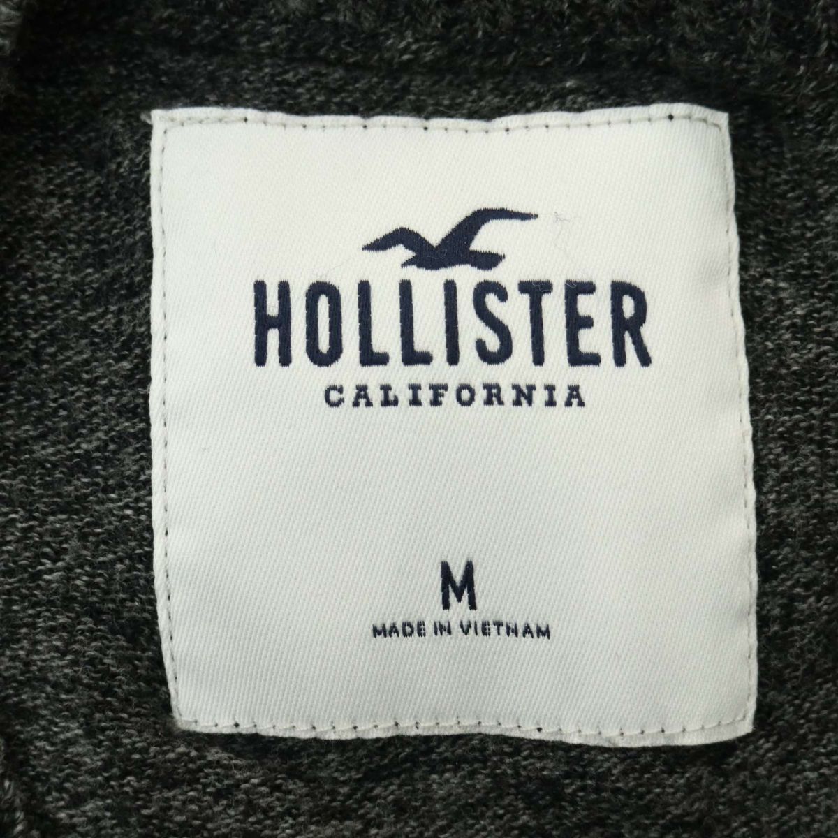 HOLLISTER ホリスター 通年 ロゴ刺繍★ コットン ニット セーター Sz.M　メンズ グレー　A3T11083_9#L_画像6