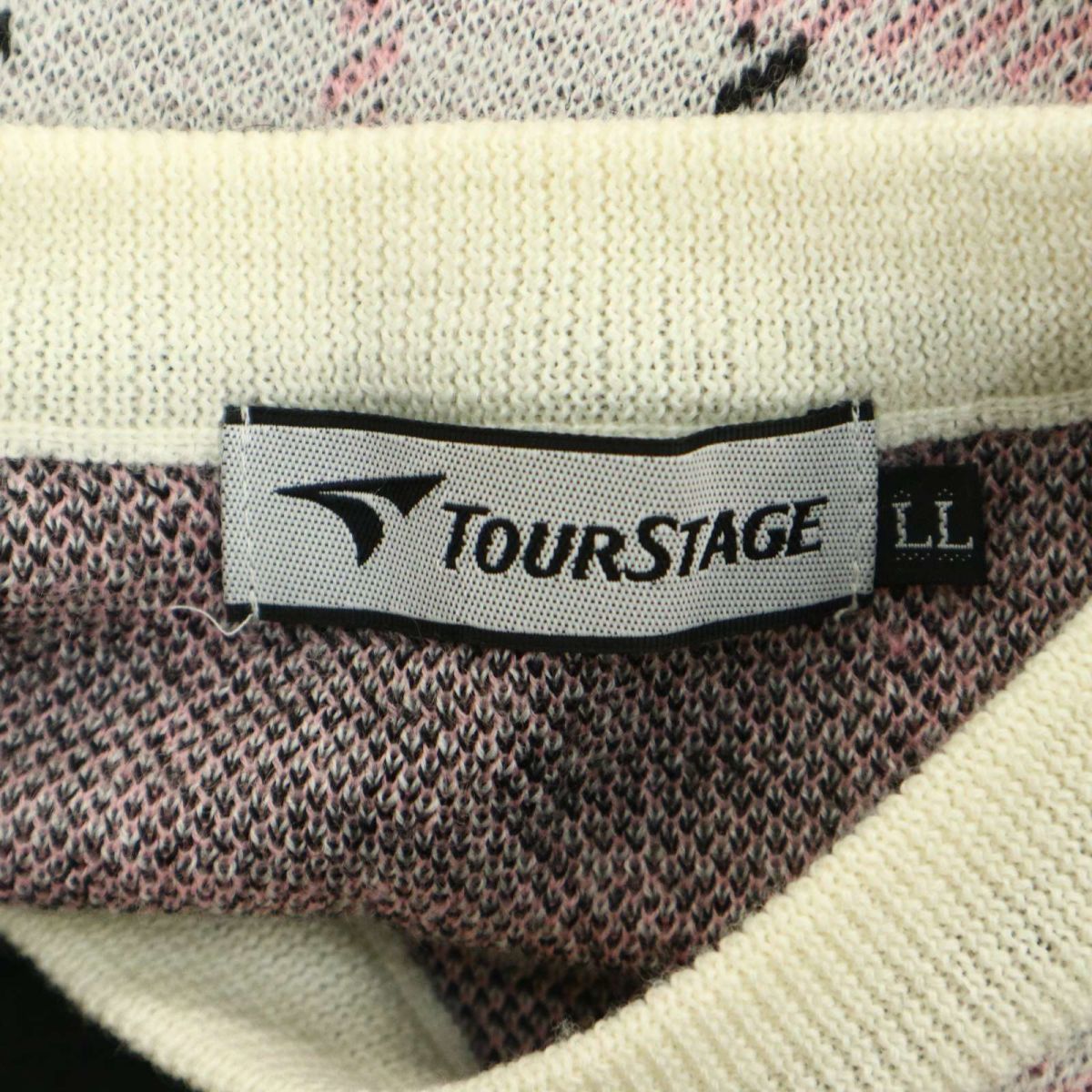 TOURSTAGE ツアーステージ 秋冬 ウール★ チェック ニット ベスト Sz.LL　メンズ 大きいサイズ ゴルフ　A3T12036_A#K_画像6