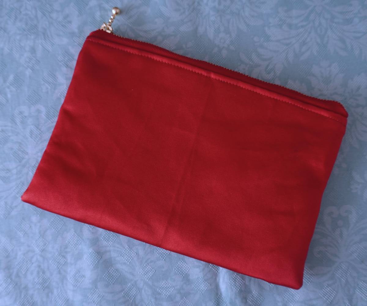 # kimono remake hand made pouch red obi plain 
