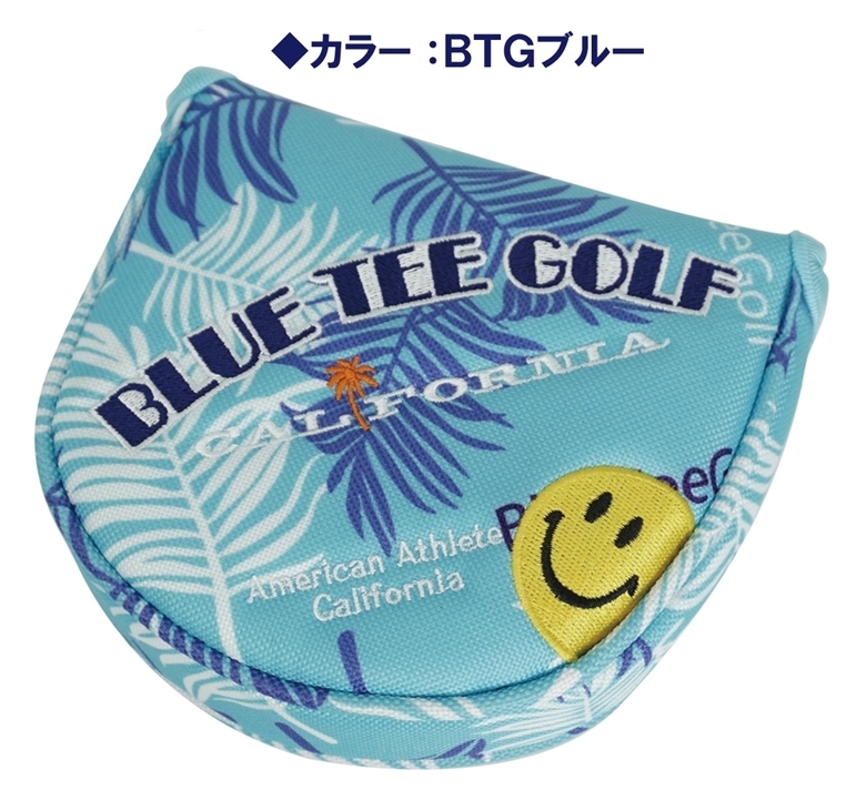 ◆4送料無料PTM【PM:ブルー】ブルーティーゴルフ【パームプリント柄バージョン PHC002マレット型パターカバー BLUE TEE GOLF