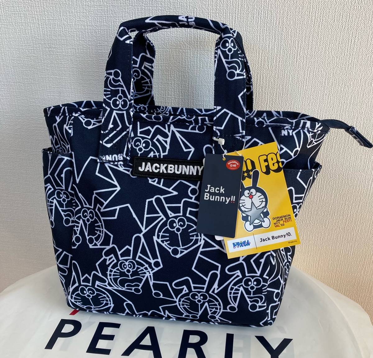 新品 パーリーゲイツ ジャックバニー 【ドラえもん】総柄カートバッグ 紺☆男女兼用モデル JACK BUNNY