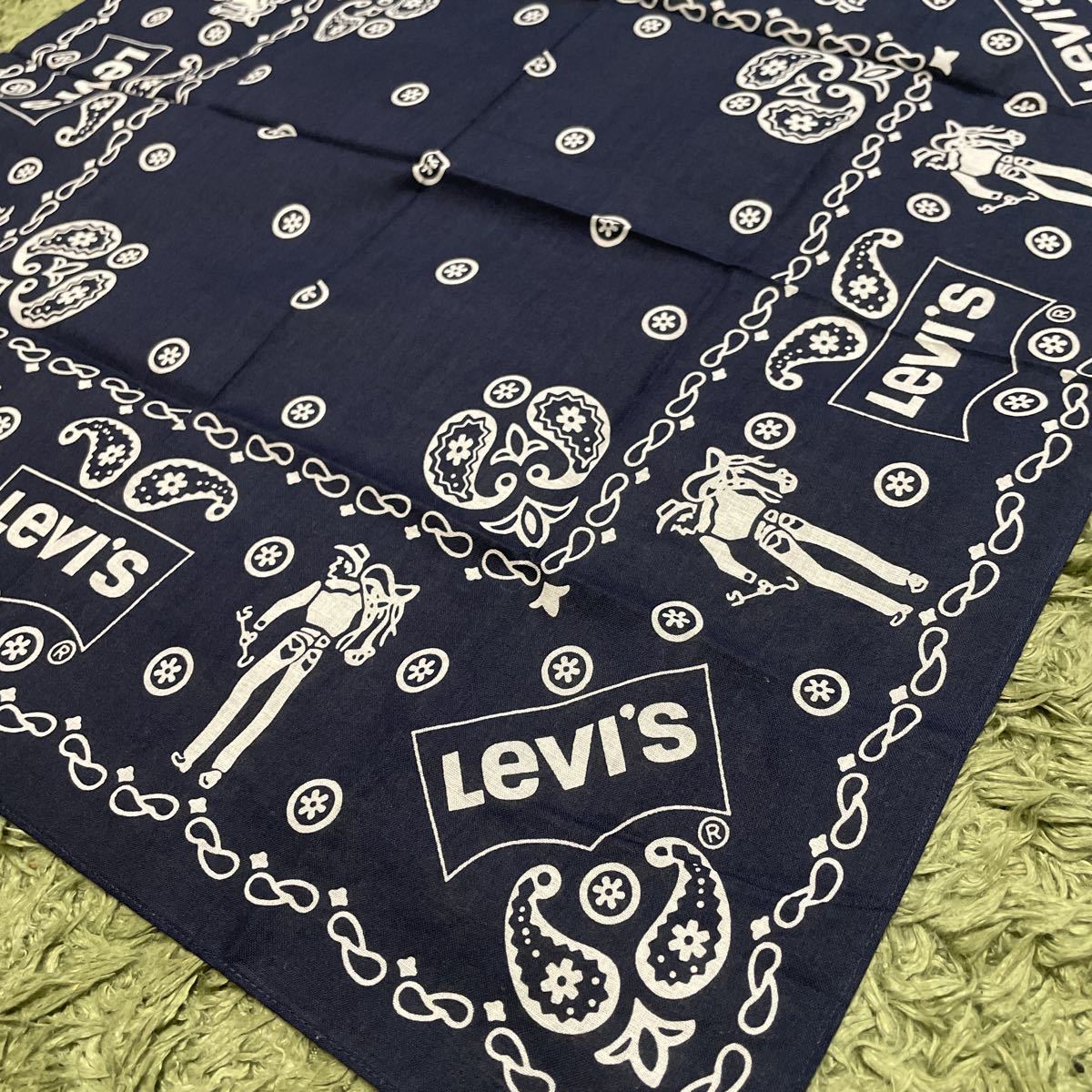 Levi's リーバイス　ヴィンテージ サドルマン　バンダナ　50cm×50cm ネイビー No.3_画像2