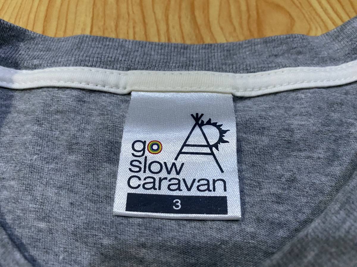 即決・クリックポスト発送・GO SLOW CARAVAN・ゴースローキャラバンの両腰にポケット付きの７分袖Tシャツ・杢グレー・３（M)_画像4