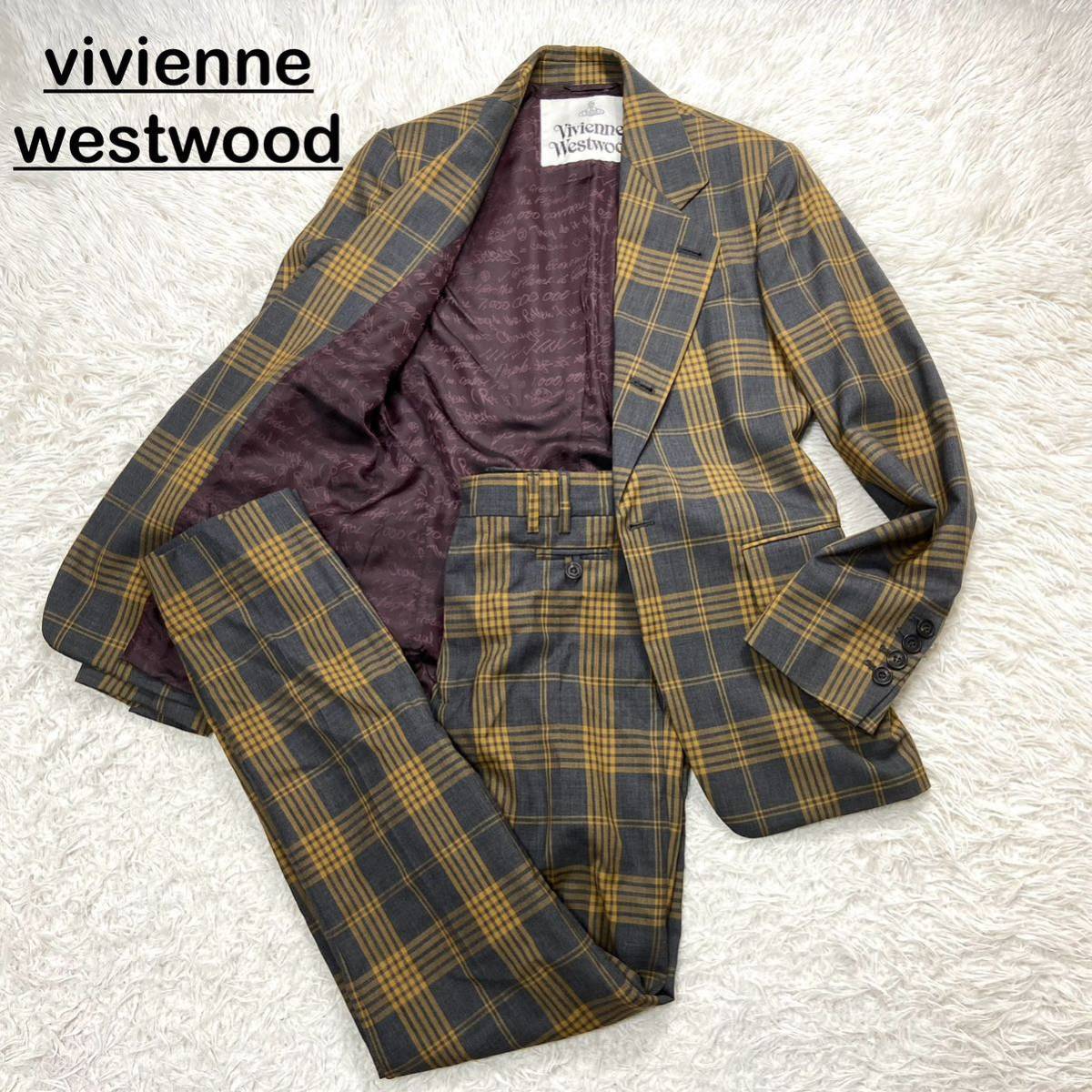 ☆美品☆ vivienne westwood チェック柄　オーブ　セットアップ　スーツ　Lサイズ　メンズ