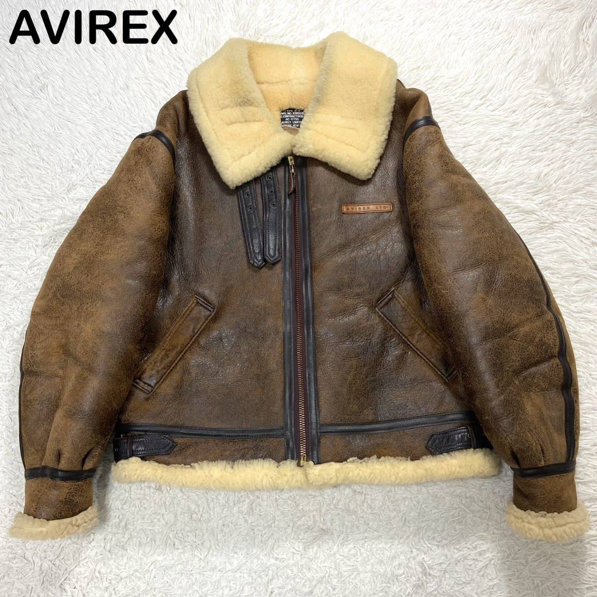 ☆希少サイズ☆ AVIREX B-3 リアルムートン　フライトジャケット　46号　3XL 4L USA製_画像1