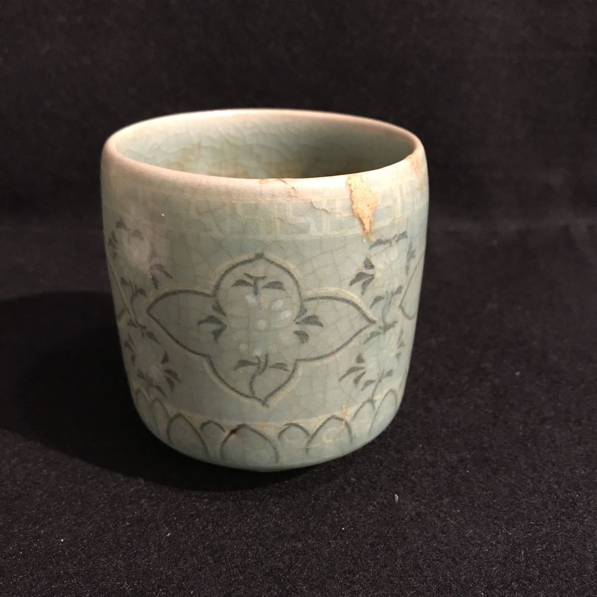 花瓶■特別出品 古青磁 唐物 双耳壺 古玩 金継ぎ ラッパ口 時代物 骨董品■ 花瓶□特別出品 古青磁 唐物 双耳壺 古玩 中国 金継ぎ直し有