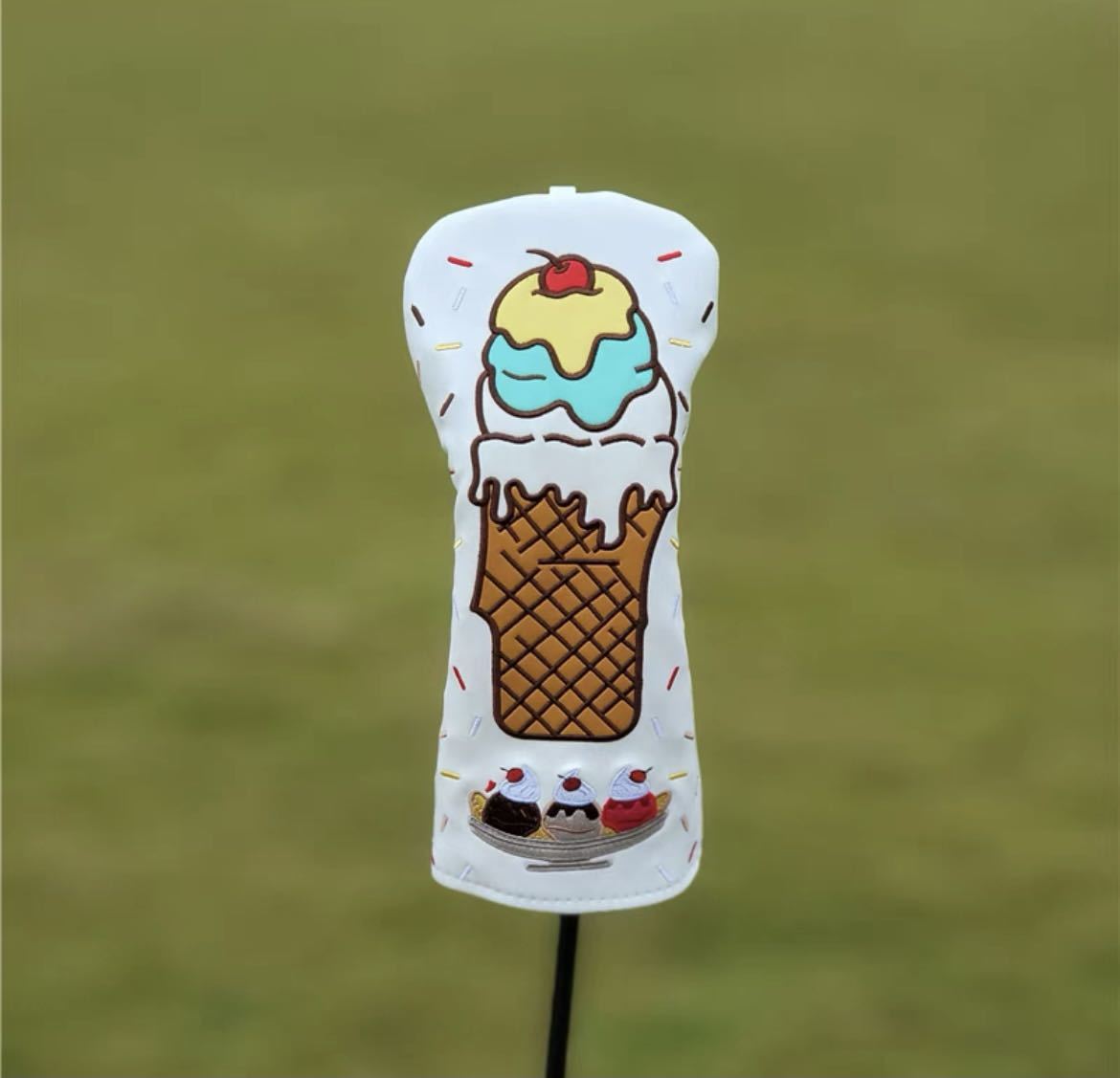 【シーズン新製品4点セット】アイスクリームかわいいゴルフクラブヘッドカバー白色_画像4