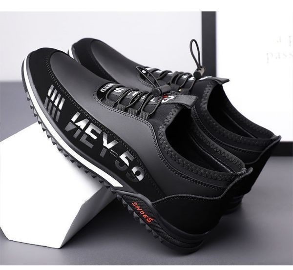 靴 【26.5cm】【ｓ28 黒】 結ばない靴ひも メンズ スニーカー スポーツ ウォーキング シューズ 40代 50代 60代 軽量 ランニング 運動靴 2_画像1