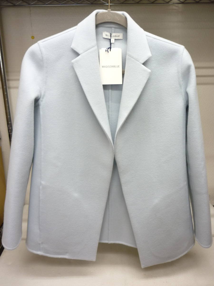 未使用 MADISON BLUE マディソンブルー ウール フレア ジャケット サイズ0 XS ライトブルー コート アウター 定形外郵便全国一律710円 Z-b_画像1