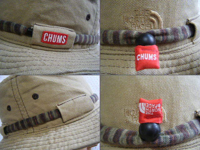 ノースフェイス×チャムス　THE NORTH FACE×CHUMS TAGGET HAT アウトドア用バゲットハット・帽子 薄茶系　適頭囲 53～57㌢　@Goldwin製_画像8