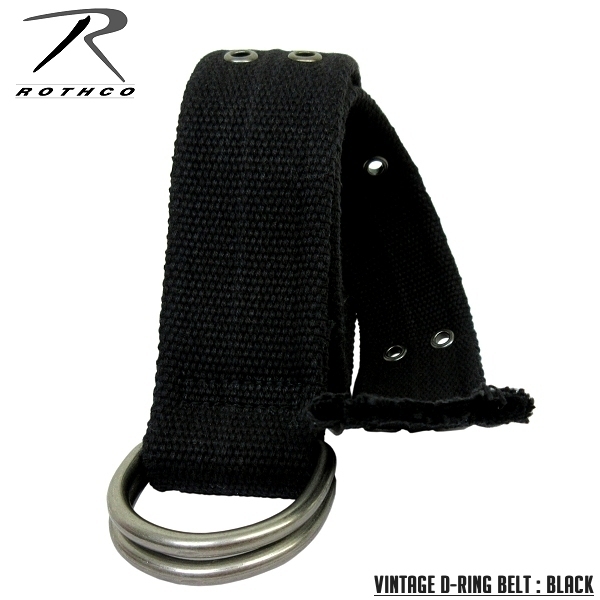 [送料260円]ROTHCO 新品 ビンテージ ダブルリング ベルト (黒/L) BELT Wリング Dリング コットン キャンバス 無地_画像2