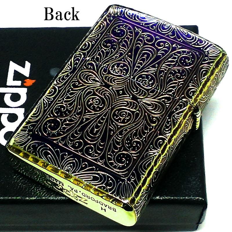 ZIPPO 限定 アラベスク 5面彫刻 オーロラゴールド ジッポ ライター いぶし加工 シリアルナンバー入り 金タンク メンズ ギフト_画像3