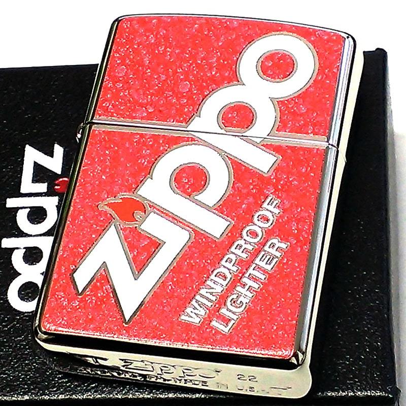 ZIPPO ライター アーマー Zippo Logo ジッポ ロゴデザイン レッド ダブルフルカラー おしゃれ シルバー 両面加工 赤