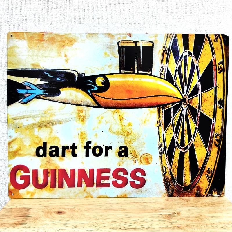 ブリキ看板 ギネス GUINESS アンティーク Dart For a GUNNESS ダーツ ロゴ 壁飾り アメリカン かっこいい 雑貨 インテリア_画像1