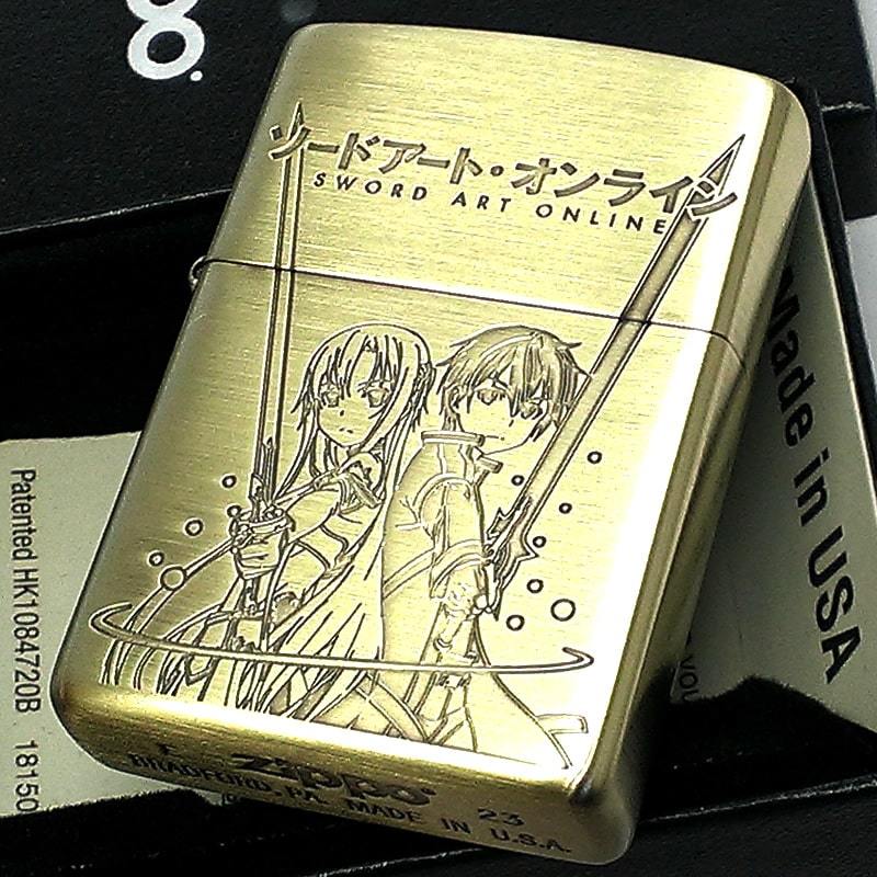 ZIPPO SAO アスナ キリト ジッポ ライター アニメ ソードアート・オンライン 金 両面加工 ロゴ キャラクター 彫刻 ゴールド ギフト_画像2