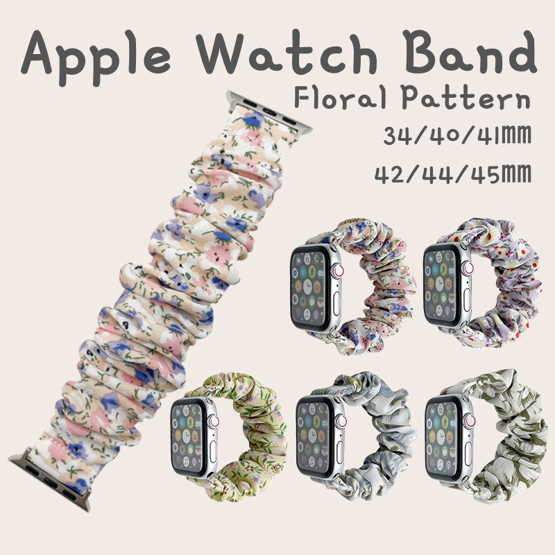 187 Apple watch band elastic floral print series7 41mm 45mm lady's belt apple watch series 7 6 5 4 3 2 SE stylish 