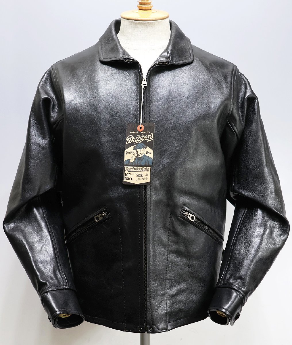 Dapper's (ダッパーズ) 30's Style Leather Sports Jacket / レザースポーツジャケット Lot 1516 未使用品 ブラック size 40 / ピータース_画像1