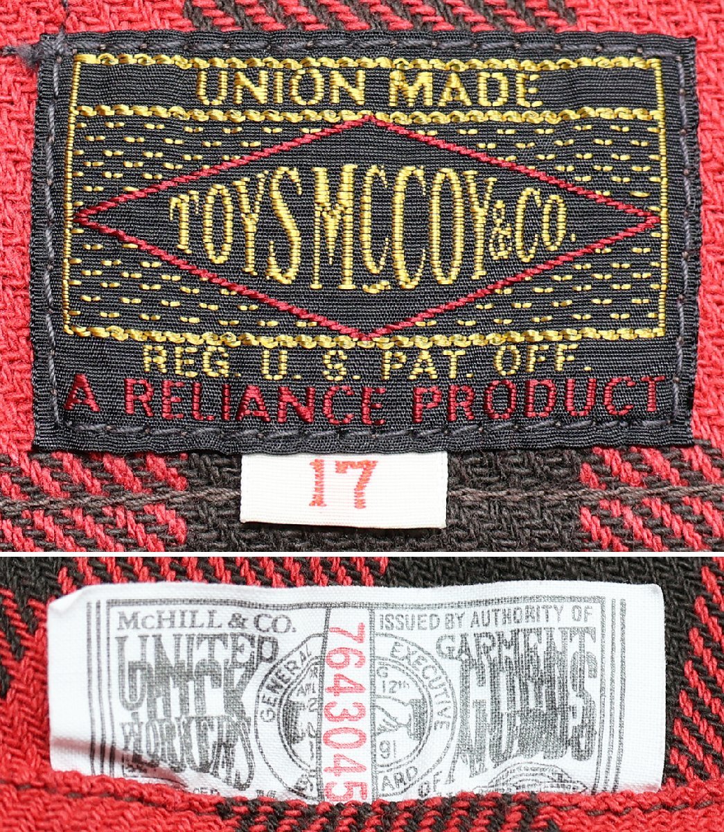 TOYS McCOY (トイズマッコイ) BUFFALO PLAID SHIRT / バッファロープレイドシャツ “DURABLE ONE STAR” TMS2206 未使用品 size 17_画像9