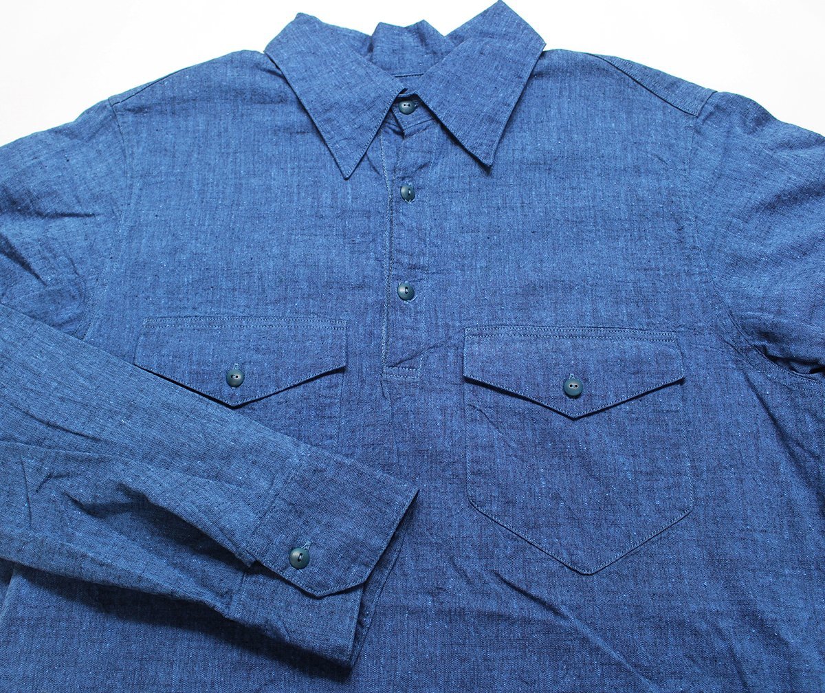 DALEE'S&Co (ダリーズアンドコー) 10s NIMES CLOTH SHIRT / ニームクロス プルオーバーシャツ 未使用品 size XL / デラックスウエア_画像4